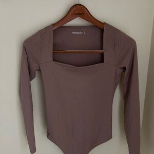 Abercrombie & Fitch Mauve Long Sleeve Square Neck Bodysuit